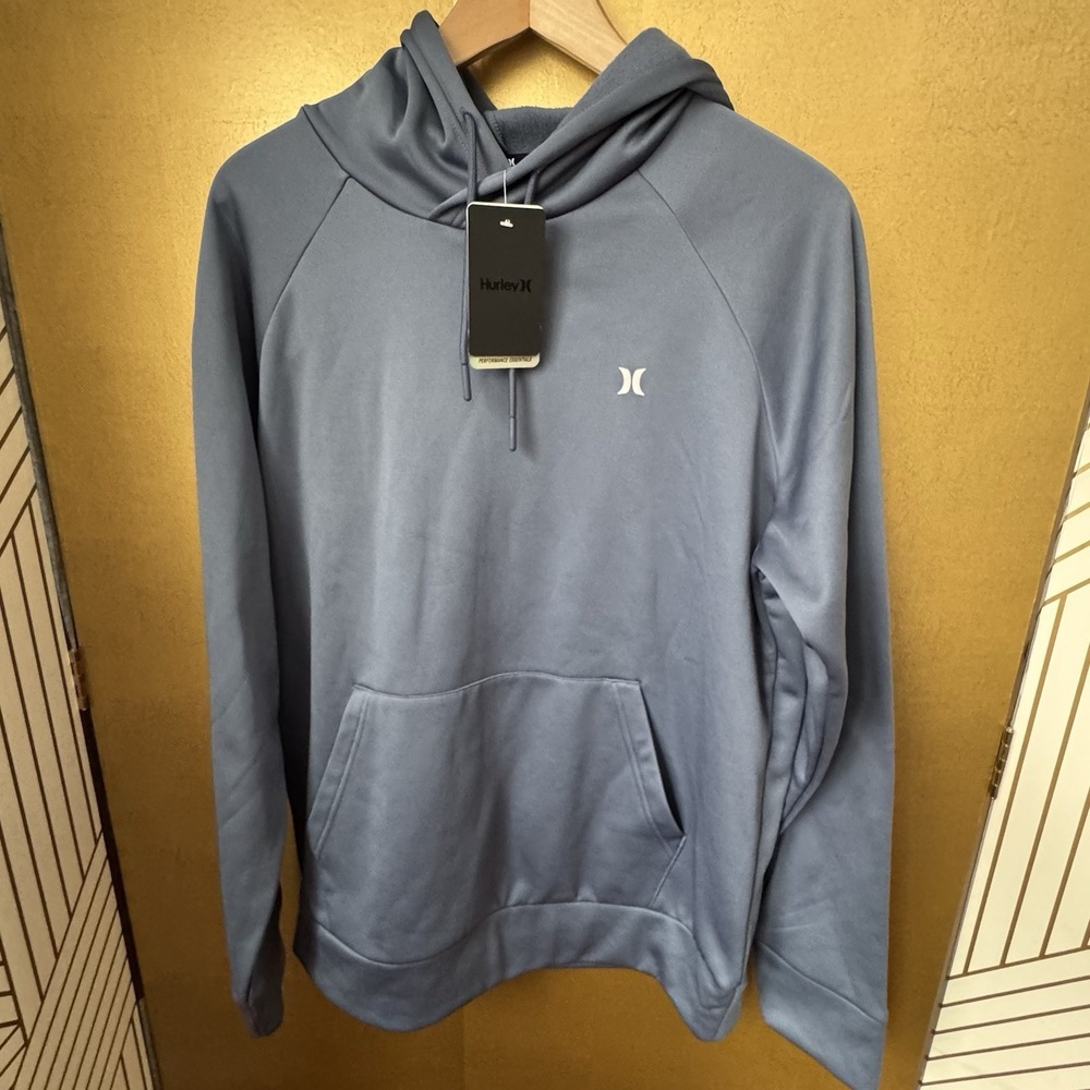 NWT Men's Hurley Exist Poly Fleece Pullover Hoodie Diffused Blue Size Medium